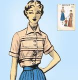 1950s Vintage Advance Sewing Pattern 5598 Misses Skirt & Tucked Blouse Sz 32 B - Vintage4me2
