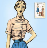 1950s Vintage Advance Sewing Pattern 5598 Misses Skirt & Tucked Blouse Sz 32 B - Vintage4me2
