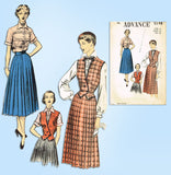 1950s Vintage Advance Sewing Pattern 5598 Misses Skirt & Tucked Blouse Sz 32 B - Vintage4me2