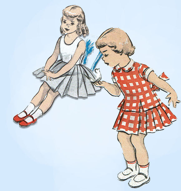 1950s Vintage Advance Sewing Pattern 5616 Cute Toddler Girls 2 Pc Dress Size 4