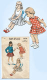 1950s Vintage Advance Sewing Pattern 5616 Cute Toddler Girls 2 Pc Dress Size 4