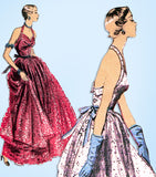 1950s Vintage Advance Sewing Pattern 5660 Misses Evening Gown Halter Style 30 B - Vintage4me2