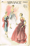 1950s Vintage Advance Sewing Pattern 5660 Misses Evening Gown Halter Style 30 B