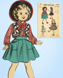 1950s Vintage Advance Sewing Pattern 5665 21 Inch Little Girl Doll Clothes Set