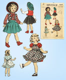 1950s Vintage Advance Sewing Pattern 5665 21 Inch Little Girl Doll Clothes Set