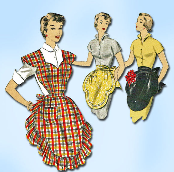 1950s Vintage Advance Sewing Pattern 5667 Misses Full Bib Apron Set Size 28 30 B