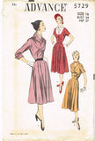 1950s Vintage Advance Sewing Pattern 5729 Misses Street Dress Sz 34 Bust