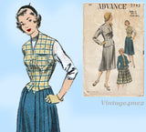 Advance 5743: 1950s Petite Misses 3 Piece Suit Sz 29 B Vintage Sewing Pattern