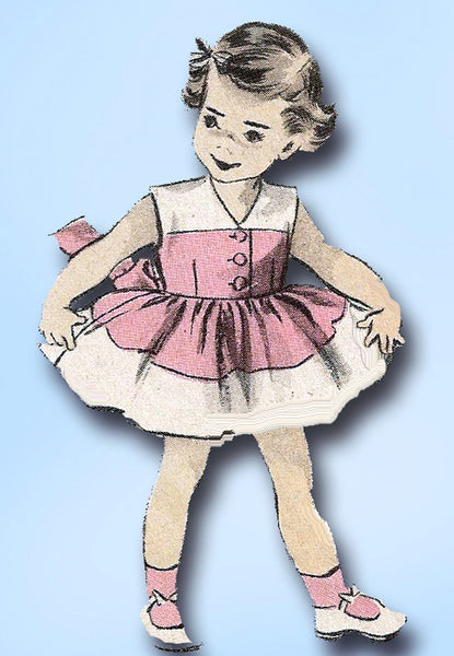 1950s Vintage Advance Sewing Pattern 5799 Cute Toddler Girls Sun Dress Size 4