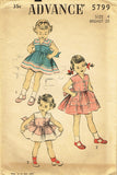 1950s Vintage Advance Sewing Pattern 5799 Cute Toddler Girls Sun Dress Size 4