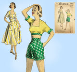 Advance 5850: 1950s Misses 3 Piece Playsuit Size 31 Bust Vintage Sewing Pattern