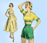 Advance 5850: 1950s Misses 3 Piece Playsuit Size 31 Bust Vintage Sewing Pattern