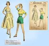 Advance 5850: 1950s Misses 3 Piece Playsuit Size 31 Bust Vintage Sewing Pattern