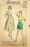 Advance 5850: 1950s Misses 3 Piece Playsuit Size 31 Bust Vintage Sewing Pattern