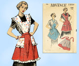 1950s Vintage Advance Sewing Pattern 5884 Misses Set of Aprons Size Large