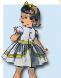 1950s Vintage Advance Sewing Pattern 5887 Toddler Girls Party Dress Size 2