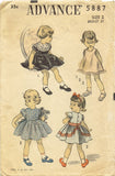 1950s Vintage Advance Sewing Pattern 5887 Toddler Girls Party Dress Size 2
