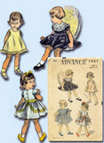 1950s Vintage Advance Sewing Pattern 5887 Toddler Girls Party Dress Size 2