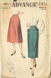 1950s Vintage Advance Sewing Pattern 5912 Thin and Full Misses Skirts Size 24 W