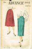 1950s Vintage Advance Sewing Pattern 5912 Misses Day Skirt 2 Styles Size 26 W -Vintage4me2