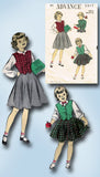 1950s Vintage Advance Sewing Pattern 5917 Little Girls Skirt Blouse Vest Size 8
