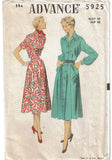 1950s Vintage Advance Sewing Pattern 5925 Plus Size Womens Shirtwaist Dress 40B