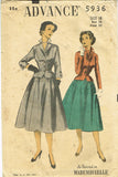 1950s Vintage Advance Sewing Pattern 5936 Uncut Misses Peplum Suit Size 18