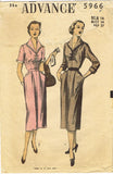 1950s Vintage Advance Sewing Pattern 5966 Misses Street Dress Size 16 34 Bust