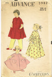 1950s Vintage Advance Sewing Pattern 5982 Little Girls Flared Housecoat Size 10