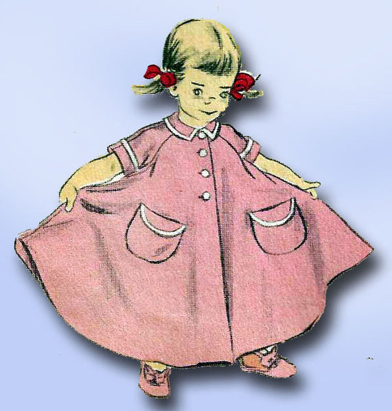 1950s Vintage Advance Sewing Pattern 5982 Little Girls Flared Housecoat Size 10