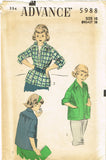 1950s Vintage Advance Sewing Pattern 5988 Little Girls Pullover Jacket Size 10