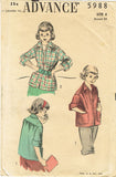 1950s Vintage Advance Sewing Pattern 5988 Toddler Girls Pullover Jacket Size 6