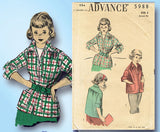 1950s Vintage Advance Sewing Pattern 5988 Toddler Girls Pullover Jacket Size 6