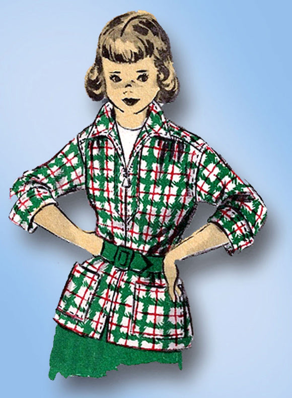 1950s Vintage Advance Sewing Pattern 5988 Toddler Girls Pullover Jacket Size 6