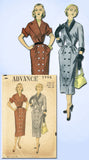 1950s Vintage 1951 Advance Sewing Pattern 5996 Gorgeous Misses Dress Size 12