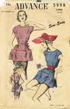 1950s Vintage Misses Easy Cobbler Apron 1952 Advance Sewing Pattern 5998 Size Large