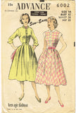1950s Vintage Advance Sewing Pattern 6002 Uncut Misses Shirtwaist Dress Sz 32 B