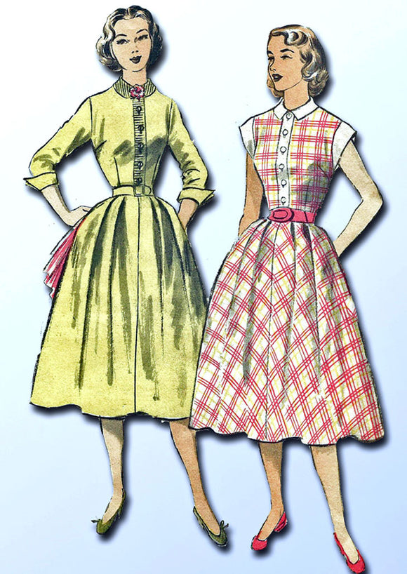 1950s Vintage Advance Sewing Pattern 6002 Uncut Misses Shirtwaist Dress Sz 32 B