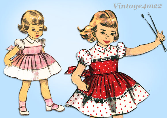 1950s Vintage Advance Pattern 6009 Sweet Todder Girls Pieced Dress Size 6