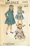 1950s Vintage Advance Sewing Pattern 6060 Uncut Toddler Girls Flared Coat Size 6