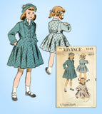 1950s Vintage Advance Sewing Pattern 6060 Uncut Toddler Girls Flared Coat Size 6