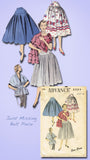 1950s Misses Advance Sewing Pattern 6064 Misses Easy Skirt & Stole Size 26 Waist - Vintage4me2