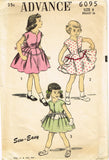 1950s Vintage Advance Sewing Pattern 6095 Sew Easy Little Girls Dress Size