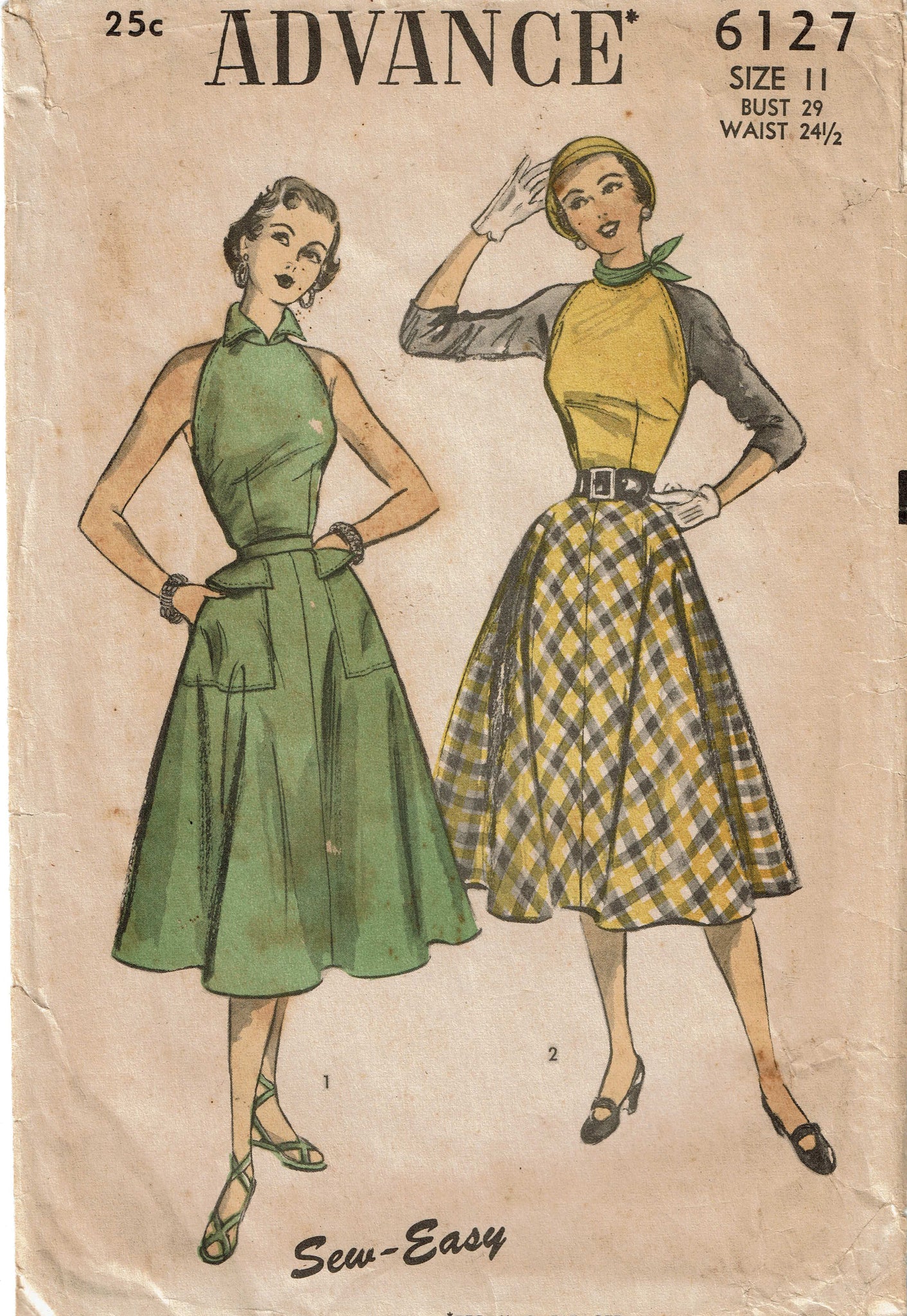 1950s Vintage Advance Sewing Pattern 6127 Misses Petite Halter Dress S Vintage4me2 1950s Vintage Advance Sewing Pattern 6127 Misses Petite Halter Dress S Vintage4me2