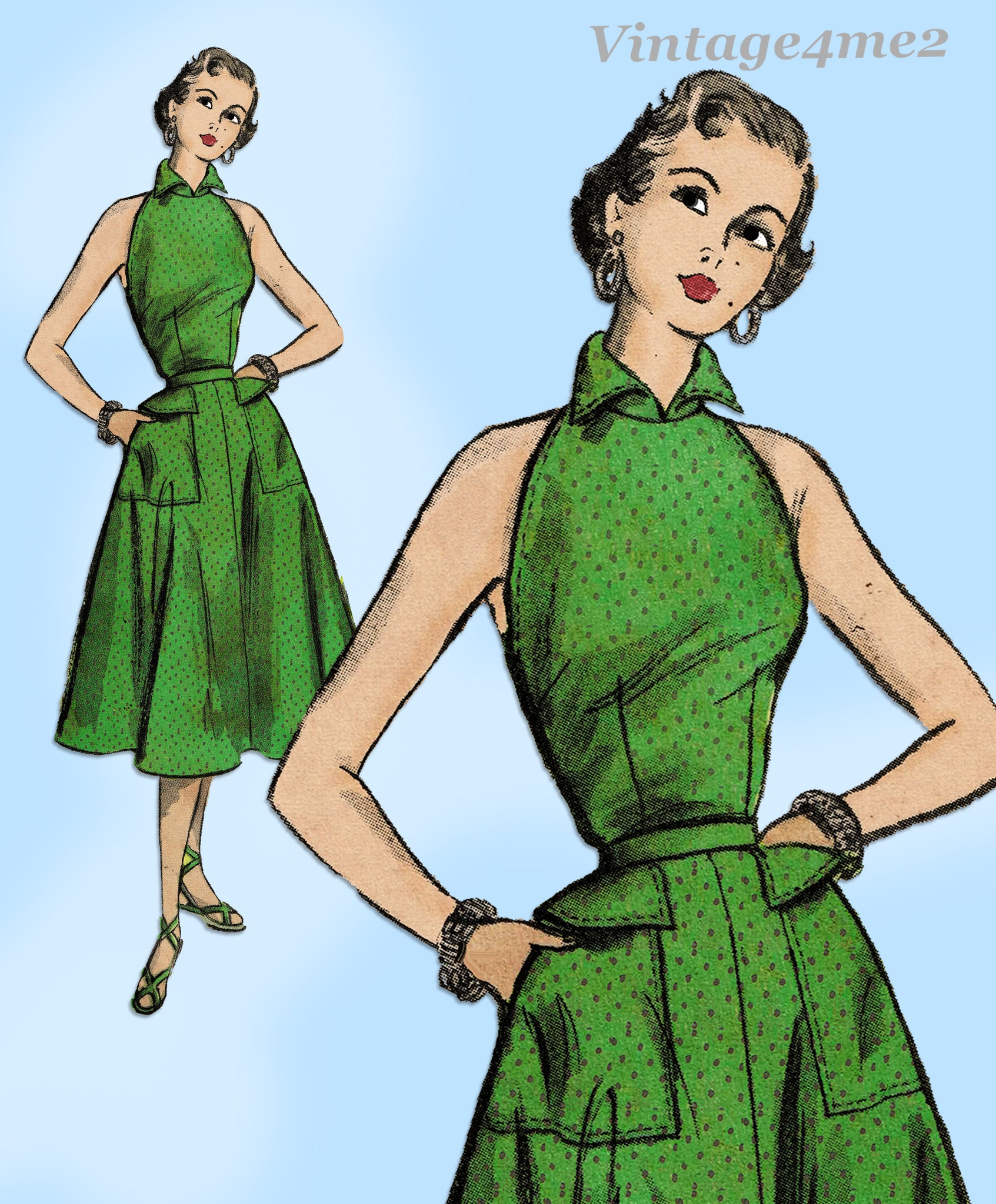 1950s Vintage Advance Sewing Pattern 6127 Misses Petite Halter Dress S Vintage4me2 1950s Vintage Advance Sewing Pattern 6127 Misses Petite Halter Dress S Vintage4me2