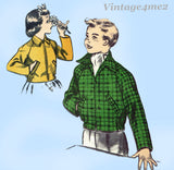 1950s Vintage Advance Sewing Pattern 6162 Cute Uncut Kids Bomber Jacket Sz 10