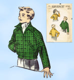 1950s Vintage Advance Sewing Pattern 6162 Cute Uncut Kids Bomber Jacket Sz 10