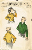 1950s Vintage Advance Sewing Pattern 6162 Cute Uncut Kids Bomber Jacket Sz 10