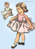 1950s Vintage Advance Sewing Pattern 6189 Cute Baby Girls Dress Size 3