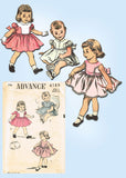 1950s Vintage Advance Sewing Pattern 6189 Cute Baby Girls Dress Size 3